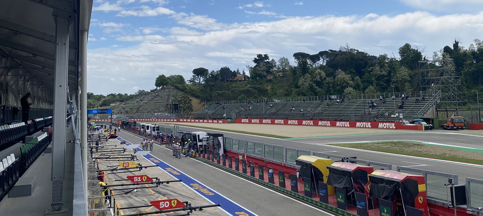 The pits and start/finish straight at Imola